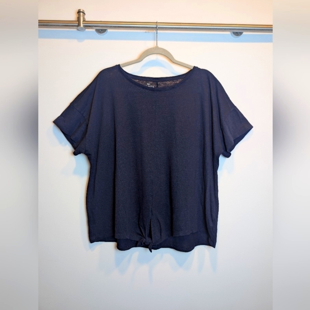 Talbots Linen Blend Midnight Blue Short Sleeve Shirt Size 3X